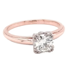 Afbeelding in Gallery-weergave laden, Solitaire Verlovingsring 1 Karaat Echt Diamant Klauwtand Milgrain Roségoud 14K