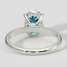 Afbeelding in Gallery-weergave laden, Solitaire ovale blauwachtige Paraiba-ring 3 karaat