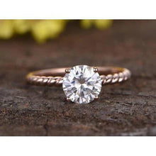 Afbeelding in Gallery-weergave laden, Solitaire ronde 2 Karaat Echt Diamanten Rosé Gouden Trouwring