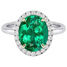 Afbeelding in Gallery-weergave laden, Gekleurde Steen Ring Bicolor 14K Goud met Smaragd – hoekaanzicht