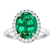 Afbeelding in Gallery-weergave laden, Smaragd Gekleurde Steen Ring 3,50-karaat Bicolor 14K Goud – hoofdaanzicht