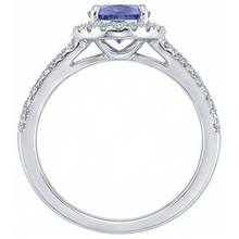 Afbeelding in Gallery-weergave laden, Sprankelende 6.01 Ct. Ronde Ceylonsaffier Natuurlijke uit de aarde gewonnen Diamanten Ring Witgoud 14K