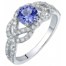 Afbeelding in Gallery-weergave laden, Sprankelende 6.01 Ct. Ronde Ceylonsaffier Natuurlijke uit de aarde gewonnen Diamanten Ring Witgoud 14K