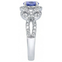 Afbeelding in Gallery-weergave laden, Sprankelende 6.01 Ct. Ronde Ceylonsaffier Natuurlijke uit de aarde gewonnen Diamanten Ring Witgoud 14K