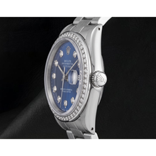 Afbeelding in Gallery-weergave laden, Sprankelende blauwe Natuurlijke echte diamant ( niet in het laboratorium gekweekt )en wijzerplaat rand Datumjust Rolex herenhorloge Roestvrij staal SNELLE INSTELLING