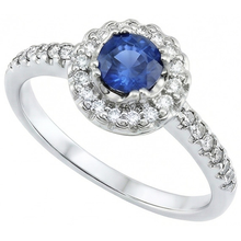 Afbeelding in Gallery-weergave laden, Sri Lanka Blauwe Saffier En Diamanten Ring Wit Goud 1.60 Ct