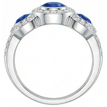 Afbeelding in Gallery-weergave laden, Sri Lanka Saffier Natuurlijk uit de aarde gewonnen Diamanten 4.50 Ct Ring Goud Drie-Steens Stijl