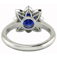 Afbeelding in Gallery-weergave laden, Sri Lanka Saffier & Diamanten Trouwring 2.50 Karaat Wit Goud 14K
