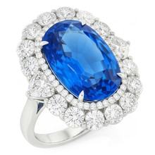 Afbeelding in Gallery-weergave laden, Sri Lanka Blauwe Saffier Natuurlijke uit de aarde gewonnen Diamant 8.25 Ct Ring Witgoud 14K