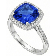 Afbeelding in Gallery-weergave laden, echte round saffier 3.30karaat ring close-up detail