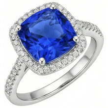 Afbeelding in Gallery-weergave laden, Sri Lanka blauwe saffier Natuurlijke echte diamanten ( niet in een laboratorium gekweekt ) 3.30 ct ring wit goud 14k