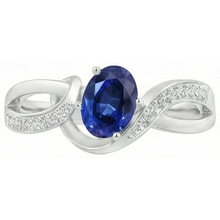 Afbeelding in Gallery-weergave laden, Sri Lanka blauwe saffier lint ring 2.90 ct wit goud 14k