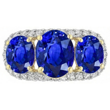 Afbeelding in Gallery-weergave laden, Sri Lanka Blauwe Saffier Rond Natuurlijke uit de aarde gewonnen Diamanten 6 Ct Ring Sieraden
