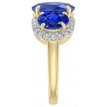 Afbeelding in Gallery-weergave laden, Sri Lanka Blauwe Saffier Rond Natuurlijke uit de aarde gewonnen Diamanten 6 Ct Ring Sieraden
