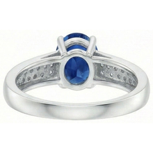 Afbeelding in Gallery-weergave laden, echte round saffier 4.40karaat ring op wit