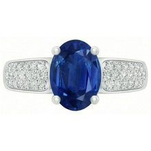 Afbeelding in Gallery-weergave laden, echte round saffier 4.40karaat ring close-up detail