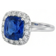 Afbeelding in Gallery-weergave laden, Sri Lanka saffier Natuurlijke echte diamanten ( niet in een laboratorium gekweekt ) tanden set 3.80 Ct Trouwring Witgoud