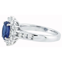 Afbeelding in Gallery-weergave laden, Sri Lanka saffier en Natuurlijke echte diamanten ( niet in een laboratorium gekweekt ) ronde geslepen ring 3.80 ct witgoud