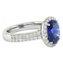 Afbeelding in Gallery-weergave laden, Sri Lanka Saffier Ovaal en Rond Natuurlijke uit de aarde gewonnen Diamanten 7.01 Ct Ring Diamanten