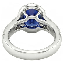 Afbeelding in Gallery-weergave laden, Sri Lanka Saffier Ovaal en Rond Natuurlijke uit de aarde gewonnen Diamanten 7.01 Ct Ring Diamanten