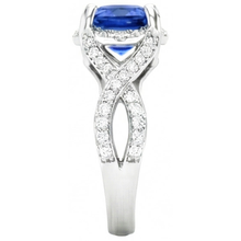 Afbeelding in Gallery-weergave laden, echte round saffier 4.50karaat ring profielweergave