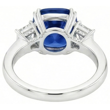 Afbeelding in Gallery-weergave laden, Sri Lankaanse blauwe saffier Asscher Natuurlijke echte diamanten ( niet in een laboratorium gekweekt ) ring 2 ct. WG 14K