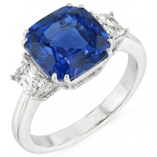 Afbeelding in Gallery-weergave laden, Sri Lankaanse blauwe saffier Asscher Natuurlijke echte diamanten ( niet in een laboratorium gekweekt ) ring 2 ct. WG 14K