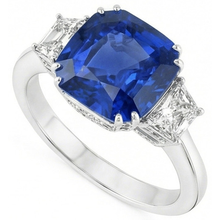 Afbeelding in Gallery-weergave laden, Sri Lankaanse blauwe saffier Asscher Natuurlijke echte diamanten ( niet in een laboratorium gekweekt ) ring 2 ct. WG 14K