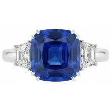 Afbeelding in Gallery-weergave laden, Sri Lankaanse blauwe saffier Asscher Natuurlijke echte diamanten ( niet in een laboratorium gekweekt ) ring 2 ct. WG 14K