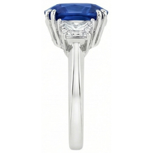 Afbeelding in Gallery-weergave laden, Sri Lankaanse blauwe saffier Asscher Natuurlijke echte diamanten ( niet in een laboratorium gekweekt ) ring 2 ct. WG 14K
