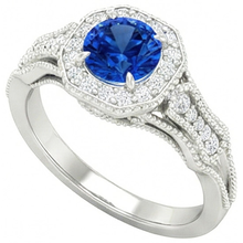 Afbeelding in Gallery-weergave laden, echte round saffier 1.25karaat ring vooraanzicht