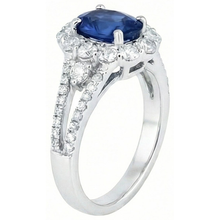 Afbeelding in Gallery-weergave laden, echte round saffier 2.05karaat ring close-up detail