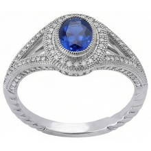 Afbeelding in Gallery-weergave laden, echte round saffier 3.51karaat ring close-up detail