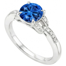 Afbeelding in Gallery-weergave laden, Sri Lankaanse saffier en Natuurlijke echte diamanten ( niet in een laboratorium gekweekt ) 2.90 karaat witgouden ring 14K