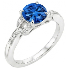 Afbeelding in Gallery-weergave laden, Sri Lankaanse saffier en Natuurlijke echte diamanten ( niet in een laboratorium gekweekt ) 2.90 karaat witgouden ring 14K