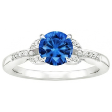 Afbeelding in Gallery-weergave laden, echte round saffier 2.90karaat ring zijaanzicht