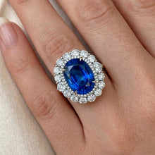 Afbeelding in Gallery-weergave laden, Sri Lanka Blauwe Saffier Natuurlijke uit de aarde gewonnen Diamant 8.25 Ct Ring Witgoud 14K
