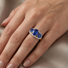 Afbeelding in Gallery-weergave laden, Sri Lanka Blauwe Saffier Rond Natuurlijke uit de aarde gewonnen Diamanten 6 Ct Ring Sieraden