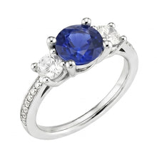 Afbeelding in Gallery-weergave laden, Srilanka Sapphire Diamond Round Cut Ring 3,50 karaat witgoud 14K