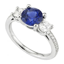 Afbeelding in Gallery-weergave laden, Srilanka Sapphire Diamond Round Cut Ring 3,50 karaat witgoud 14K