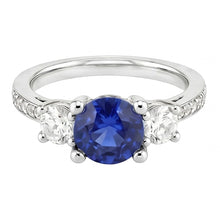 Afbeelding in Gallery-weergave laden, Srilanka Sapphire Diamond Round Cut Ring 3,50 karaat witgoud 14K