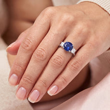 Afbeelding in Gallery-weergave laden, Srilanka Sapphire Diamond Round Cut Ring 3,50 karaat witgoud 14K