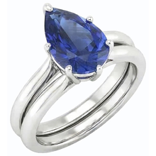 Afbeelding in Gallery-weergave laden, echte pear saffier 2karaat ring close-up detail