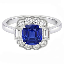 Afbeelding in Gallery-weergave laden, echte round saffier 1.50karaat ring close-up detail