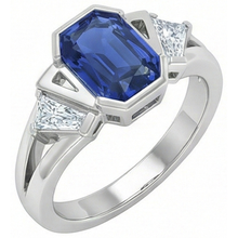 Afbeelding in Gallery-weergave laden, Stralende 3 Stenen Edelsteen Ring 2.50 Karaat Bar Set Baguette Diamanten