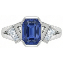 Afbeelding in Gallery-weergave laden, Stralende 3 Stenen Edelsteen Ring 2.50 Karaat Bar Set Baguette Diamanten