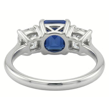 Afbeelding in Gallery-weergave laden, Stralende Natuurlijke echte diamant ( niet in het laboratorium gekweekt )en sieraden Smaragd blauwe saffier 3 stenen ring 3 karaat