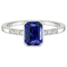 Afbeelding in Gallery-weergave laden, Stralende geslepen bezel set ring Ceylon saffier & Natuurlijke echte diamant ( niet in het laboratorium gekweekt ) 3,50 karaat