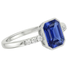 Afbeelding in Gallery-weergave laden, Stralende geslepen bezel set ring Ceylon saffier & Natuurlijke echte diamant ( niet in het laboratorium gekweekt ) 3,50 karaat