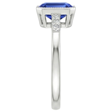 Afbeelding in Gallery-weergave laden, Stralende geslepen bezel set ring Ceylon saffier & Natuurlijke echte diamant ( niet in het laboratorium gekweekt ) 3,50 karaat